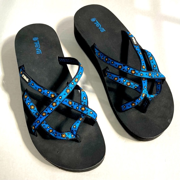 blue teva flip flops